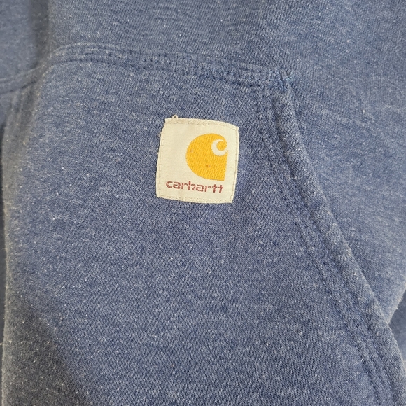 Carhartt K288 H53 Scout Blue Heather Midweight Hooded Logo Sweatshirt L - Picture 5 of 13